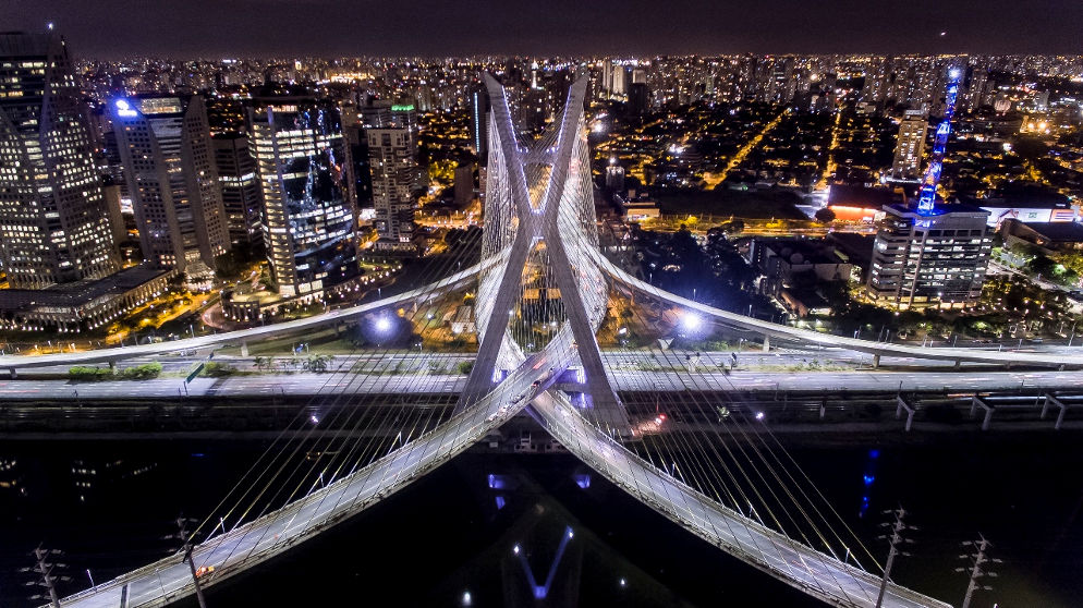 Aerial view of the Estaiada bridge in São Paulo